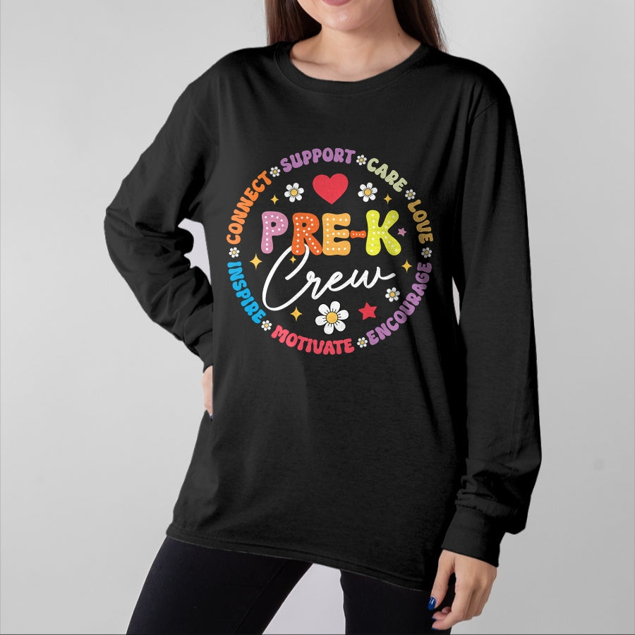 Best Teacher Shirt, Funny Teacher UnisexT-Shirt/Hoodie/Sweatshirt HLT00 - Pre-K Crew 1st Day of School Funny Preschool Teacher T-Shirt