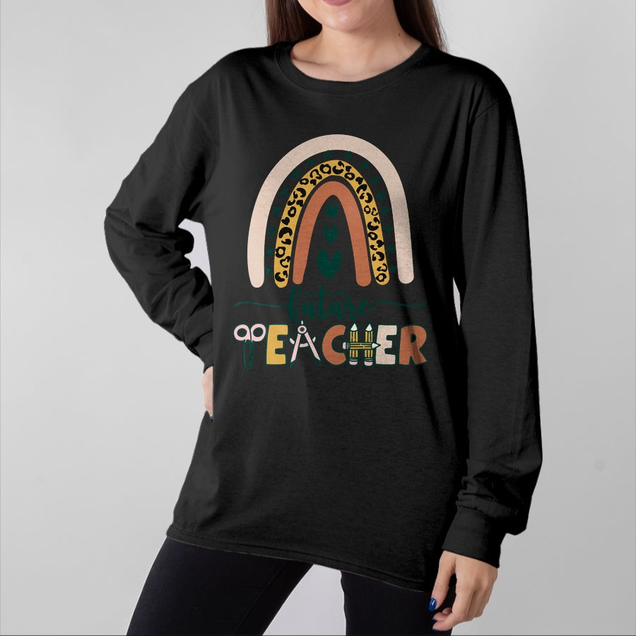 Best Teacher Shirt, Funny Teacher UnisexT-Shirt/Hoodie/Sweatshirt HLT00 - Future Teacher Boho Rainbow Leopard New Grad Student T-Shirt