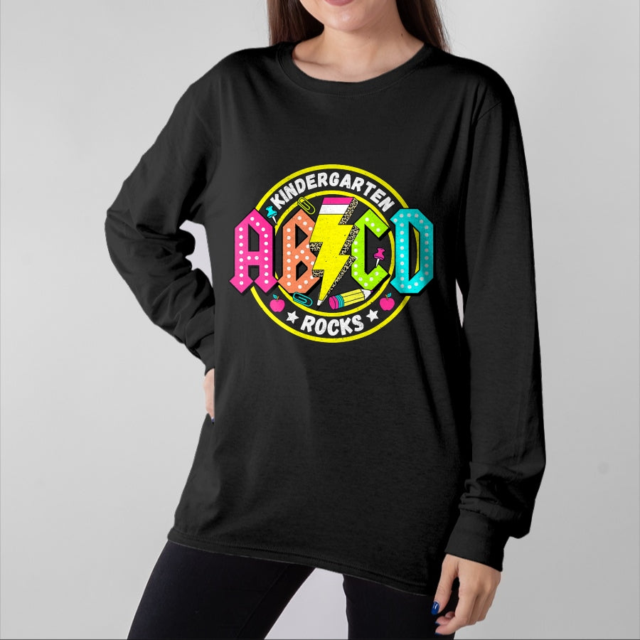Best Teacher Shirt, Funny Teacher UnisexT-Shirt/Hoodie/Sweatshirt HLT00 - Kindergarten Rocks ABCD Back to School Funny Rock Teacher T-Shirt