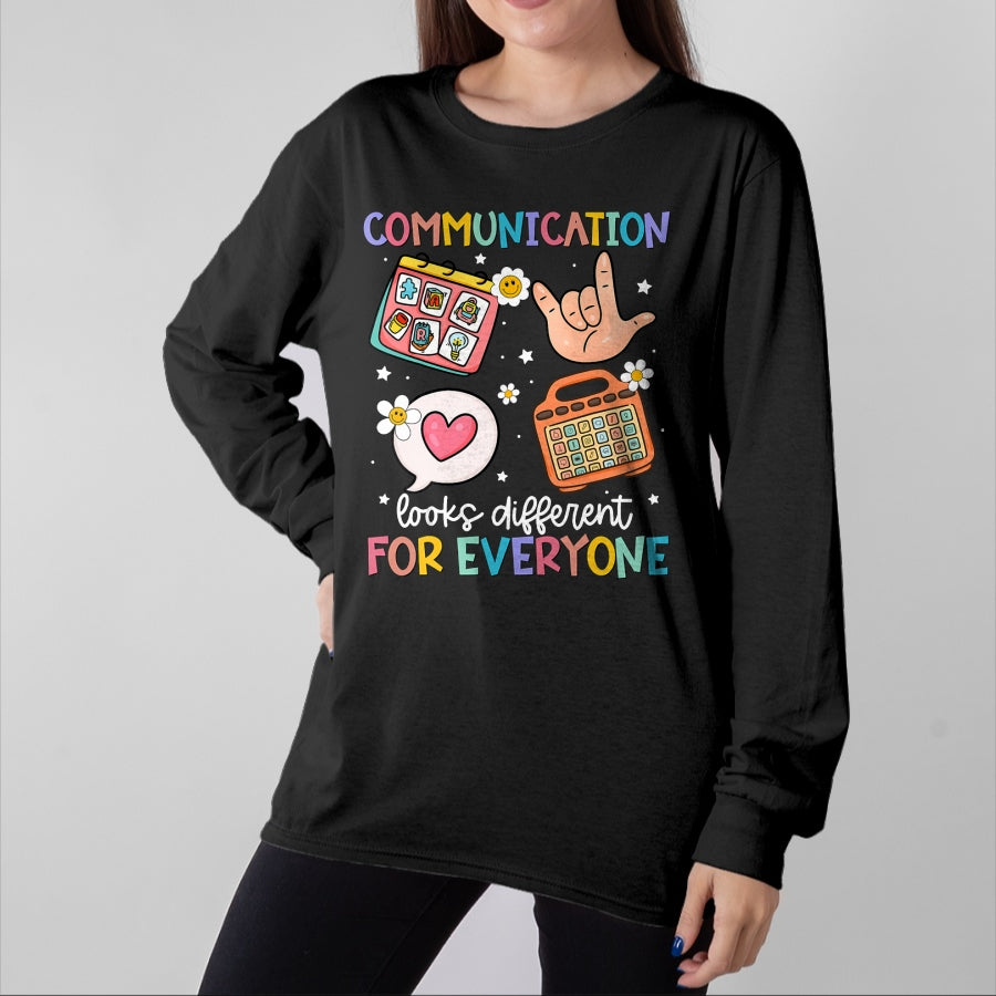 Best Teacher Shirt, Funny Teacher UnisexT-Shirt/Hoodie/Sweatshirt HLT00 - Communication Looks Different for Everyone SPED Teacher ASD T-Shirt