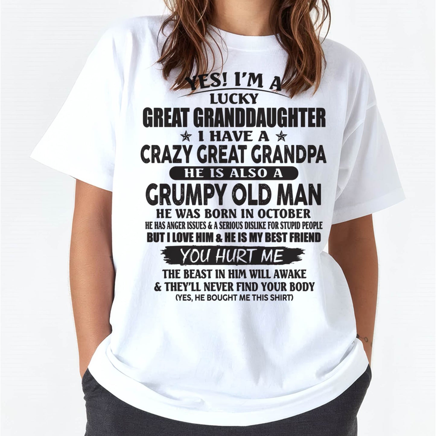 OCTOBER - LUCKY GREAT GRANDDAUGHTER OF CRAZY GREAT GRANDPA - PERFECT GIFT FROM GREAT GRANDPA - EBIL10 (SKU12-287-10)