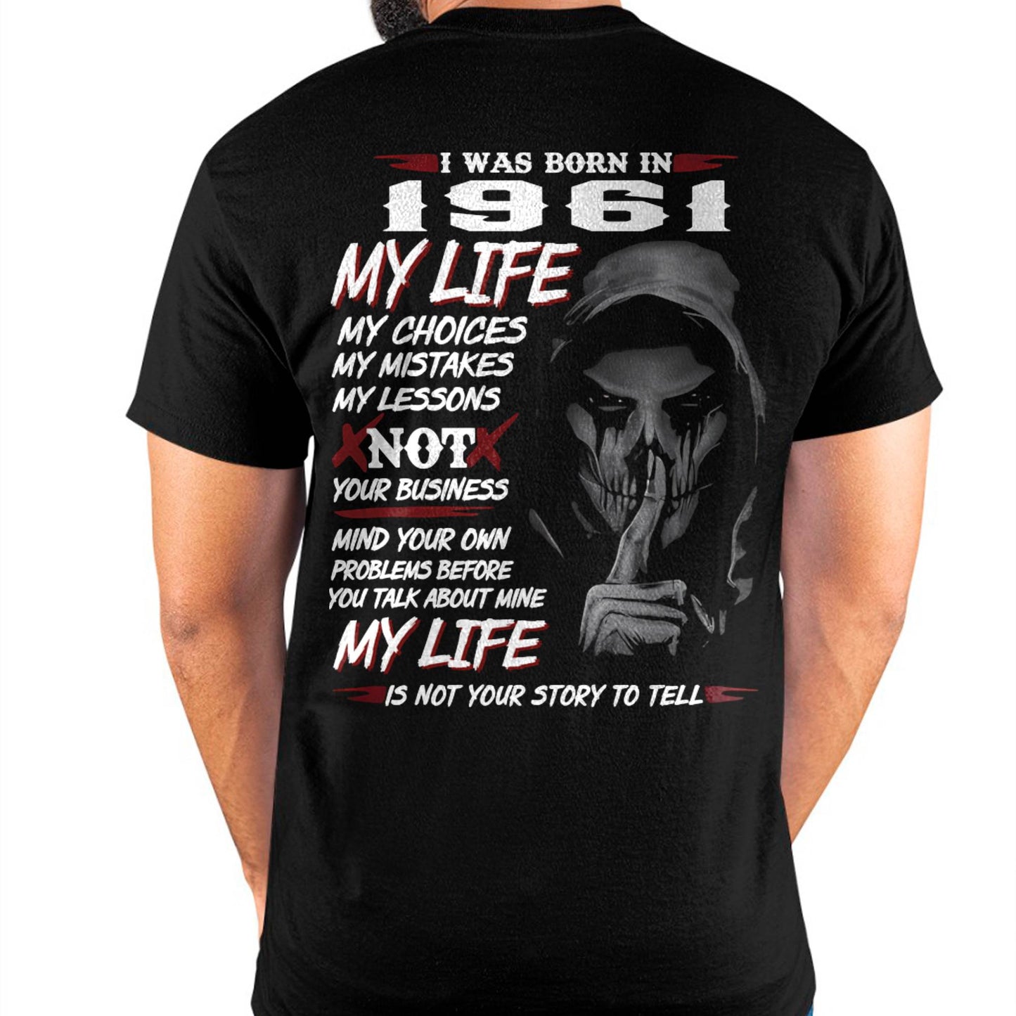 I WAS BORN IN 1961 - T-SHIRT FOR MAN - DONN1961 (SKU07-1961)