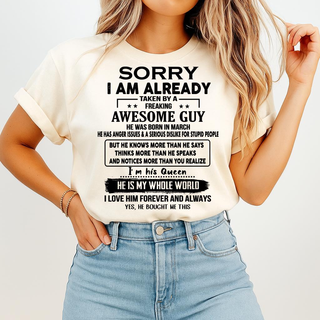 March - Awesome Guy - Perfect gift for girlfriend or wife From Husband - Ebil03 (SKUT08-11-03)