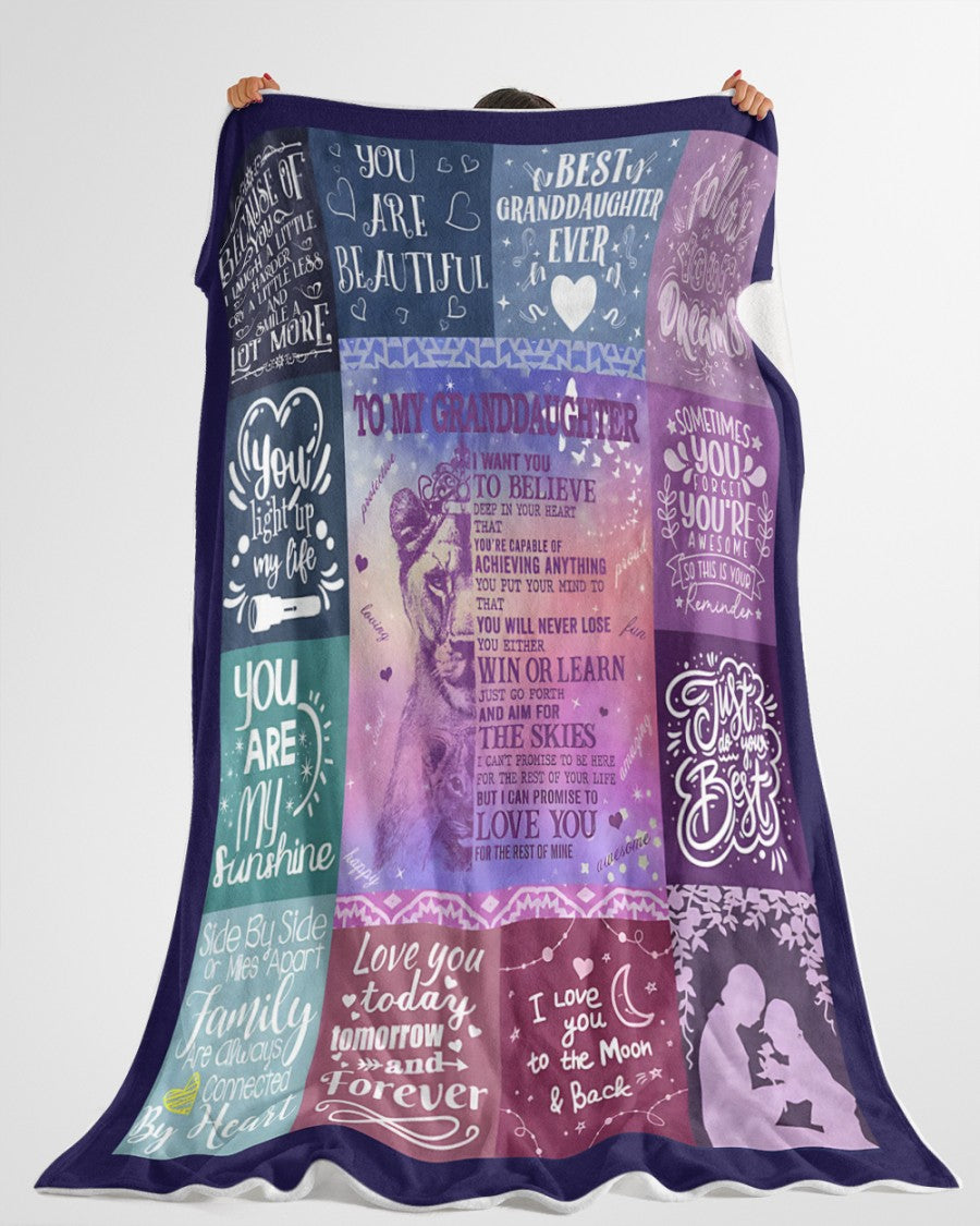 BLANKET FOR GRANDDAUGHTER – COMFORT & WARMTH GIFT FROM GRANDPARENTS Sherpa Fleece Quilt Blanket NTTD00 (SKUB11-BLK-04)