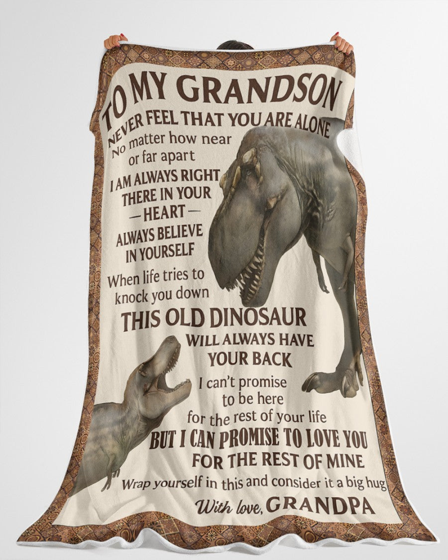 BLANKET FOR GRANDSON – COMFORT & WARMTH GIFT FROM GRANDPA Sherpa Fleece Quilt Blanket NTTD00 (SKUB11-BLK-09)
