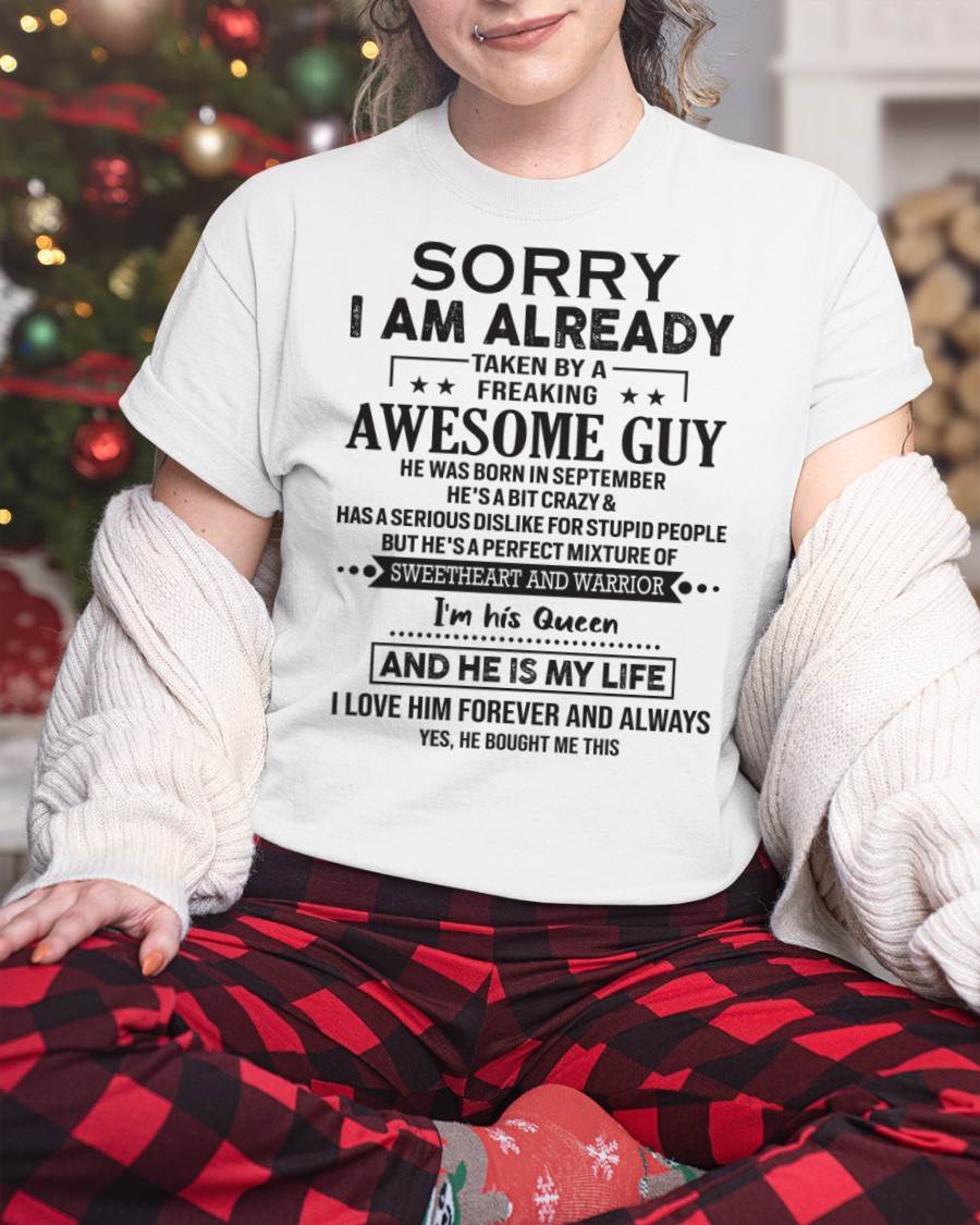 September - Sorry I Am Already Taken By A Freaking Awesome Guy - Gift For Your Girlfriend, Wife From Husband - DONN09 (SKU09-DONN-09)