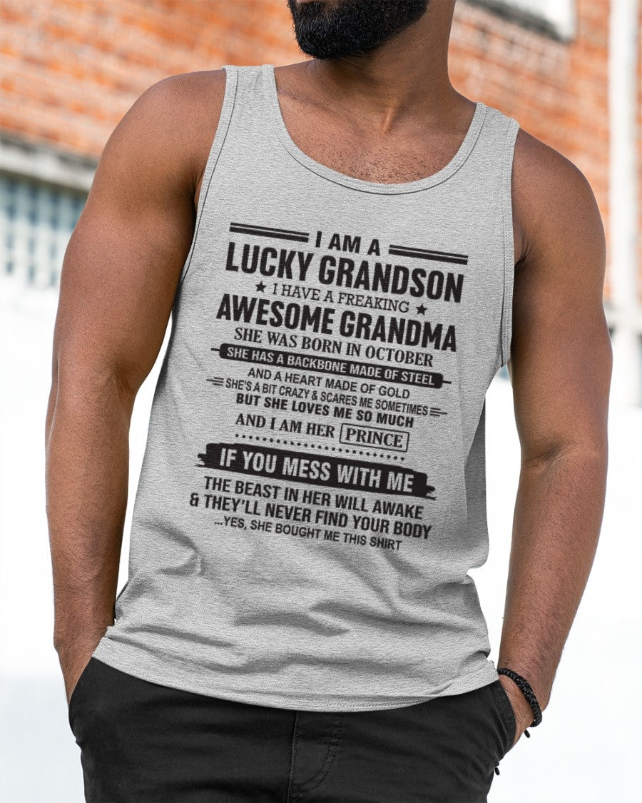 I Am A Lucky Grandson T-Shirt – Birthday Gift From October Grandma / Woman - EBIL10 (SKU11-29-10)
