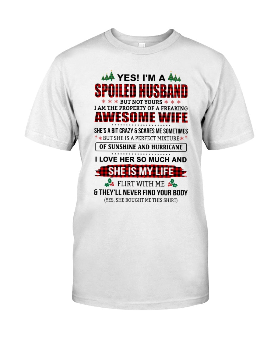 SPOILED HUSBAND OF AWESOME WIFE - PERFECT CHRISTMAS GIFT FROM WIFE - EBIL00
