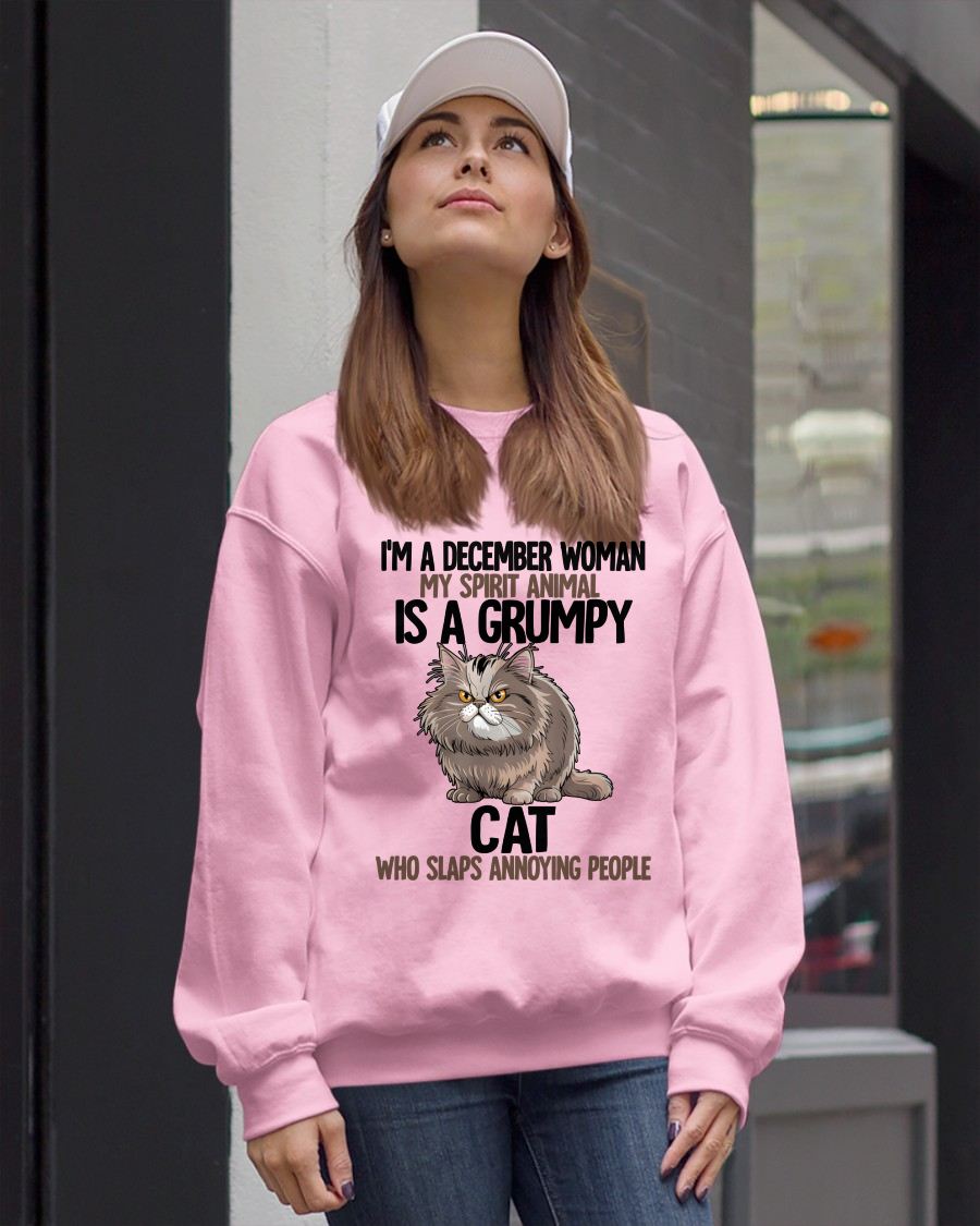 DECEMBER - MY SPIRIT ANIMAL IS A GRUMPY CAT - BIRTHDAY SHIRT FOR WOMEN - EBIL12 (SKU12-278-12)