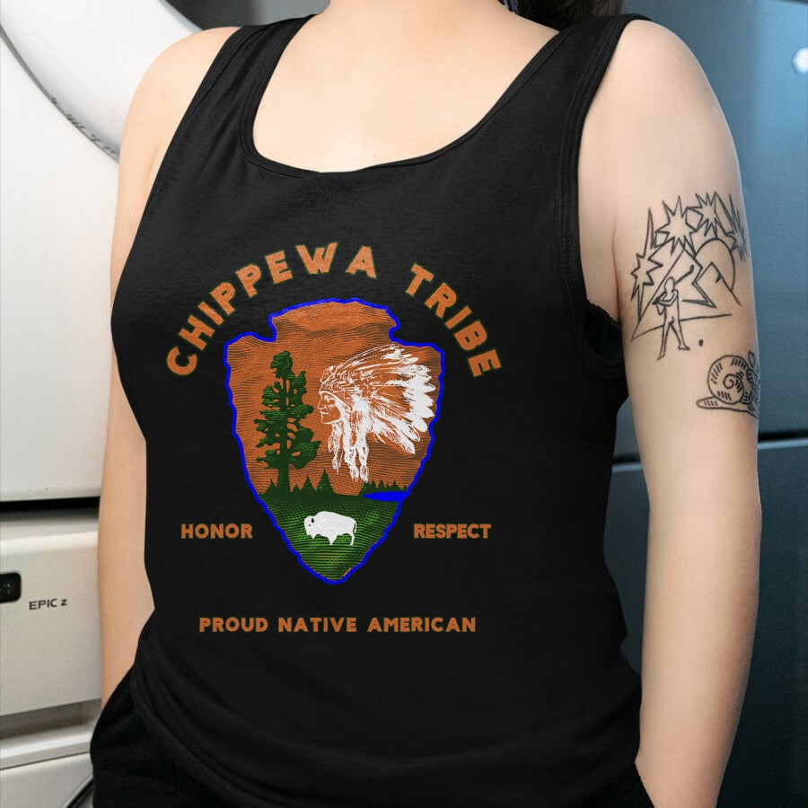 Native American T-Shirts, Vintage Native American Unisex T-Shirt/Hoodie/Sweatshirt HLT00 - American Flag - Chippewa Tribe Native American Indian Pride Respect Honor T-Shirt