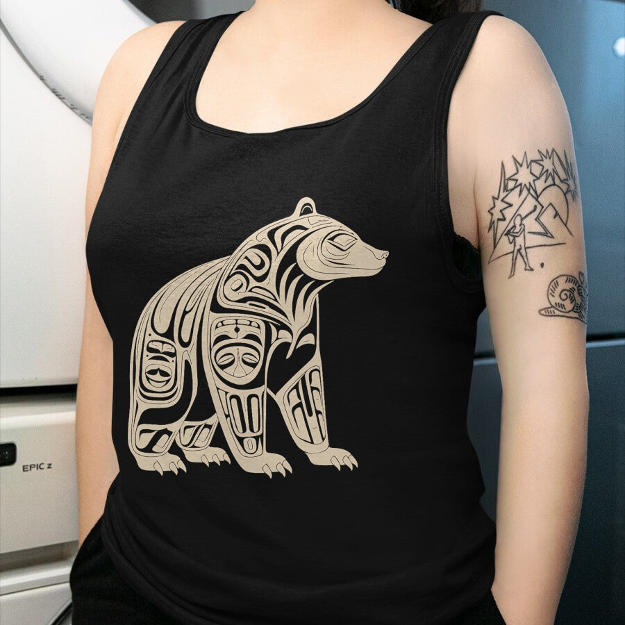 Native American T-Shirts, Vintage Native American Unisex T-Shirt/Hoodie/Sweatshirt HLT00 - American Flag - Bear Native Formline Art Salish Haida Tlingit Pacific Animal T-Shirt (1)