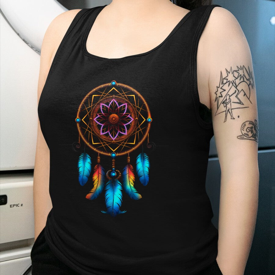 Native American T-Shirts, Vintage Native American Unisex T-Shirt/Hoodie/Sweatshirt HLT00 - American Flag - Colorful Dreamcatcher Feathers Tribal Native American Indian T-Shirt (1)