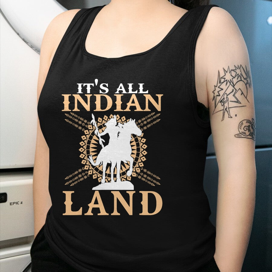 Native American T-Shirts, Vintage Native American Unisex T-Shirt/Hoodie/Sweatshirt HLT00 - Native American Tee It's All Indian Land Native Immigrants T-Shirt (1)