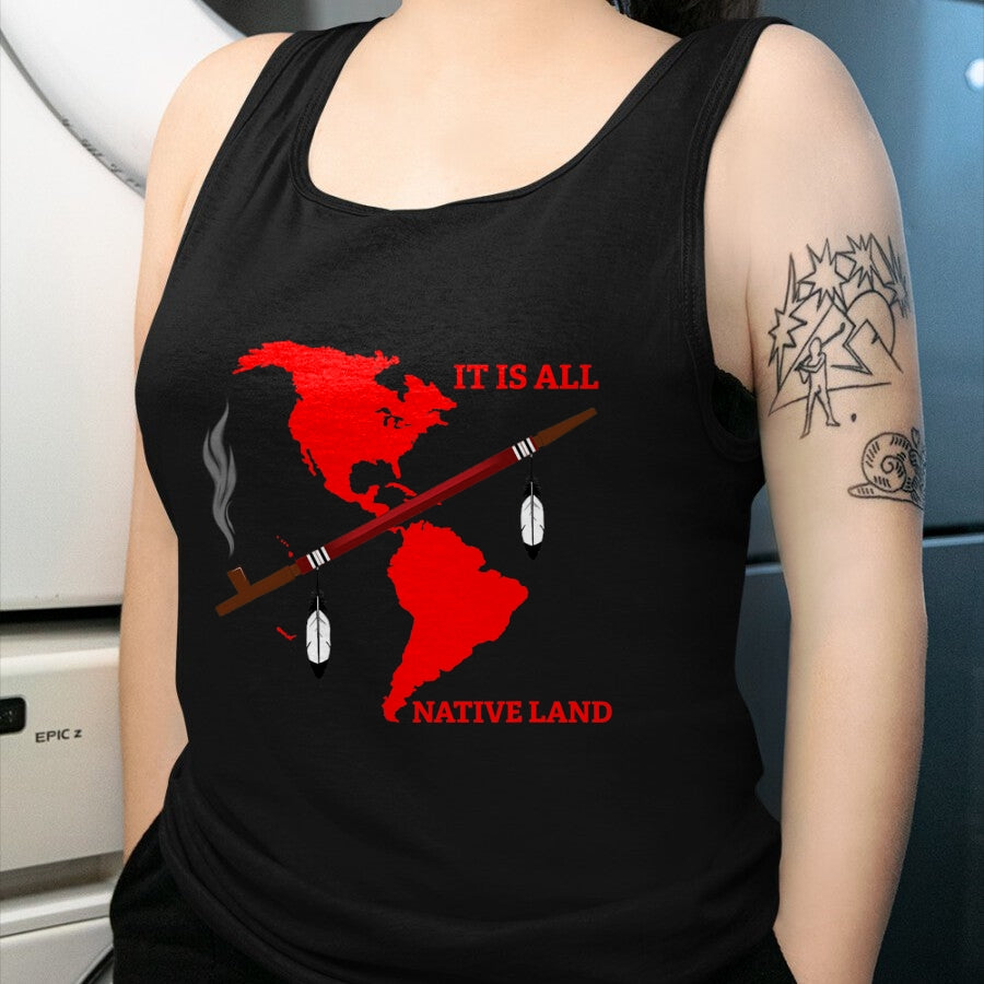 Native American T-Shirts, Vintage Native American Unisex T-Shirt/Hoodie/Sweatshirt HLT00 - Native American It's Native Land With Ceremonial Pipe T-Shirt