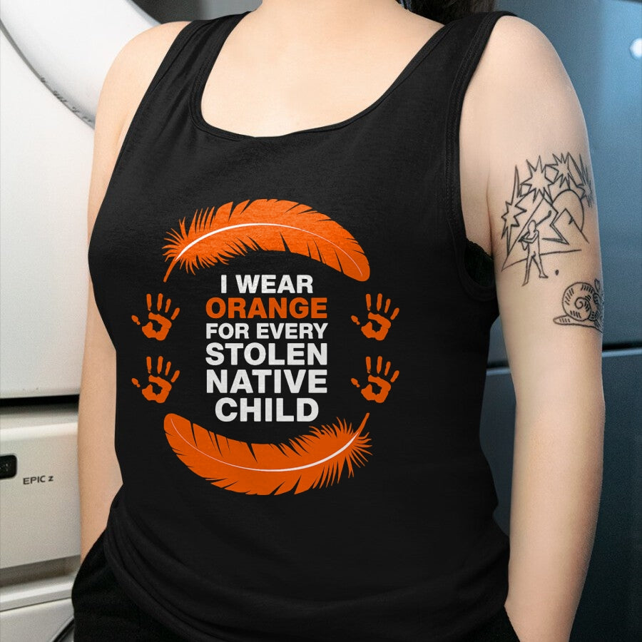 Native American T-Shirts, Vintage Native American Unisex T-Shirt/Hoodie/Sweatshirt HLT00 - American Flag - American I Wear Orange For Every Native Child Indian Pride T-Shirt
