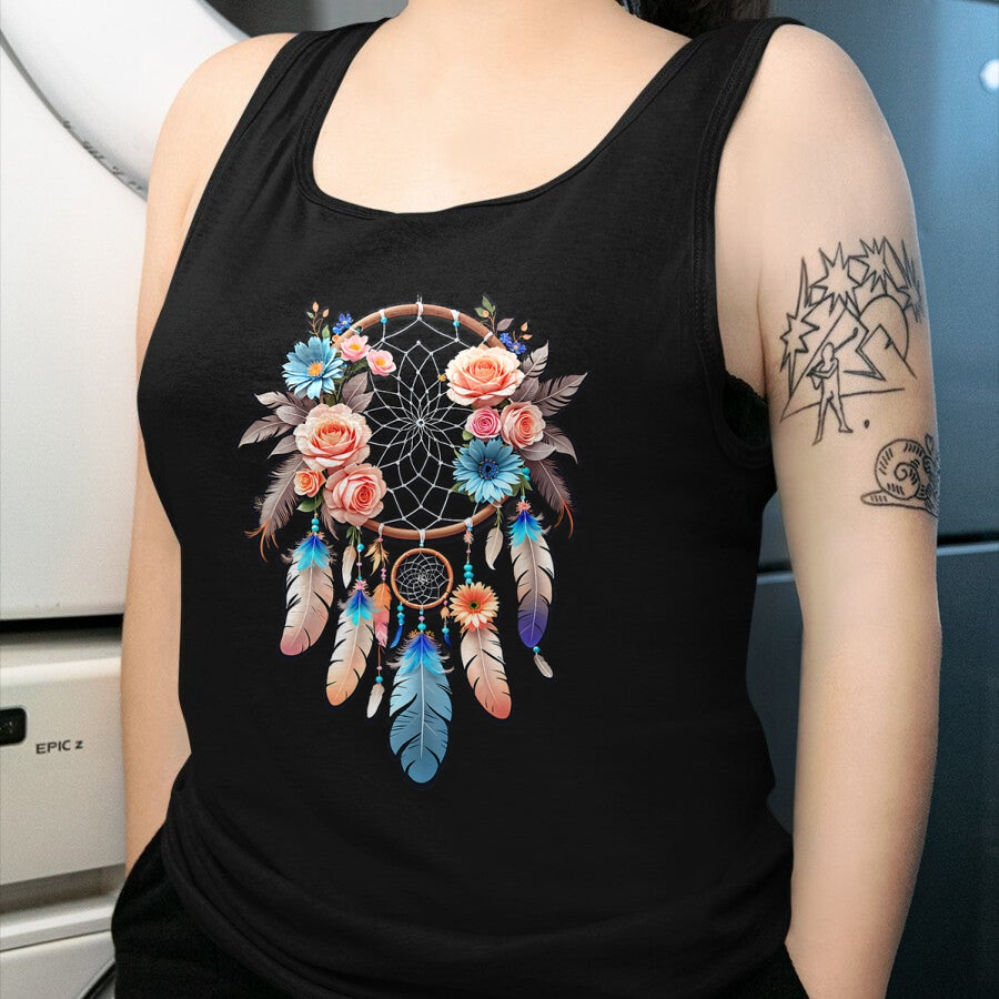 Native American T-Shirts, Vintage Native American Unisex T-Shirt/Hoodie/Sweatshirt HLT00 - American Flag - Boho Dream Catcher Native American Indian Indigenous Women T-Shirt (1)