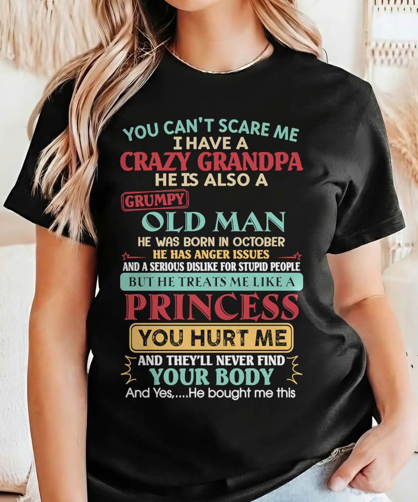 October - You Can’t Scare Me I Have A Crazy Grandpa - Gift For Granddaughter From Grandpa - DONN10 (SKU2603-24-10)