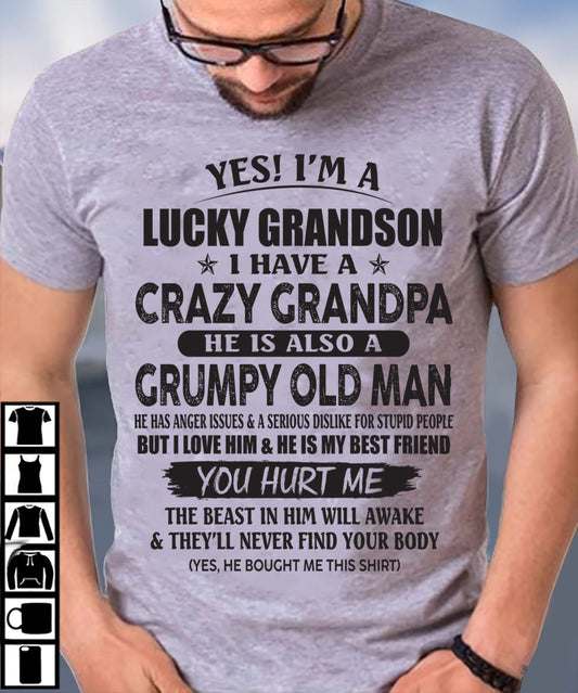 LUCKY GRANDSON OF CRAZY GRANDPA -  PERFECT GIFT FROM GRANDPA - EBIL00 (SKU12-145-00)