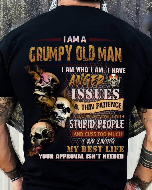 Grumpy Old Man T-Shirt - Funny Skull Anger Issues Tee - Perfect Gift For Men EBIL00 (SKU08-67-00)