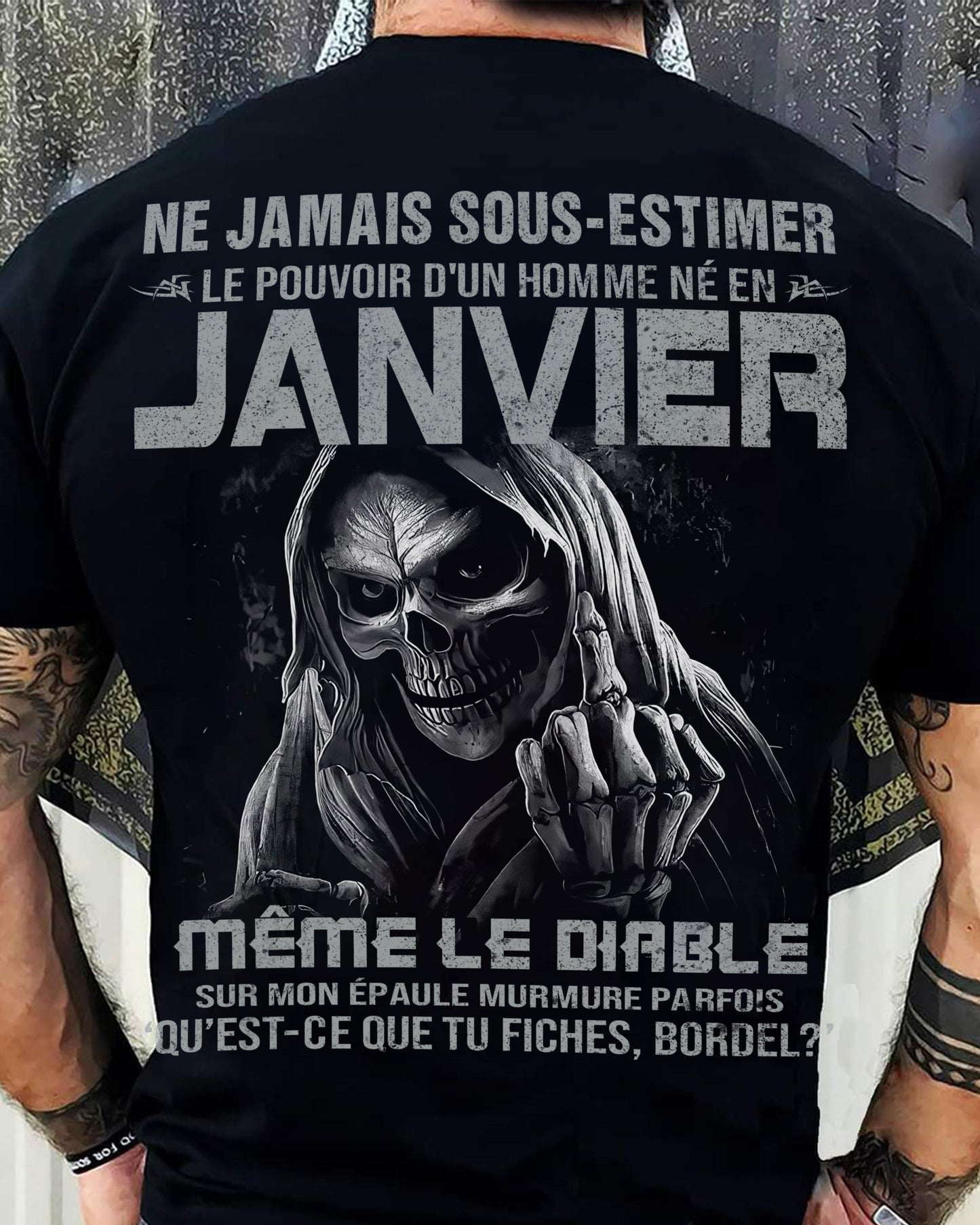 LE POUVOIR D’UN HOMME NÉ EN – T-SHIRT POUR HOMME – DONN01 (SKU08-61-01)