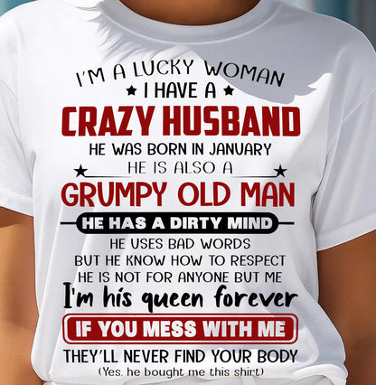 JANUARY - TO MY WIFE - I'M A LUCKY WOMAN - GIFT FROM HUSBAND - EBIL01 (SKU12-282-01)