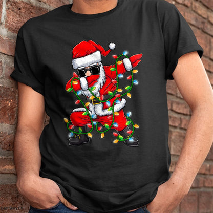 Dabbing Santa Xmas Lights Girls Boys Kids Christmas Gifts T-Shirt - Christmas Unisex T-Shirt/Hoodie/Sweatshirt - HNDS00