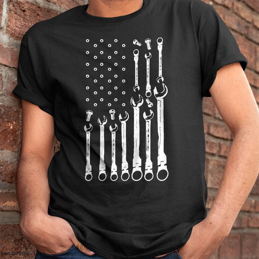 Mechanic Flag American Patriotic Flag Car Mechanic USA Flag T-Shirt - Gift For Mechanic - DONN (SKUM08-D09)