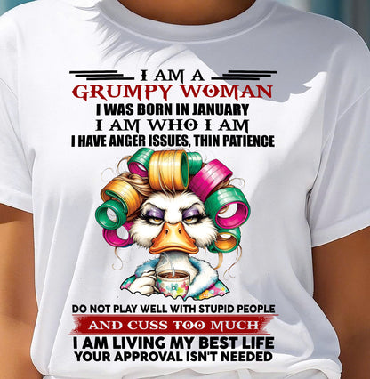 JANUARY - GRUMPY WOMAN - BIRTHDAY SHIRT FOR WOMEN - EBIL01 (SKU26T-01-22-01)