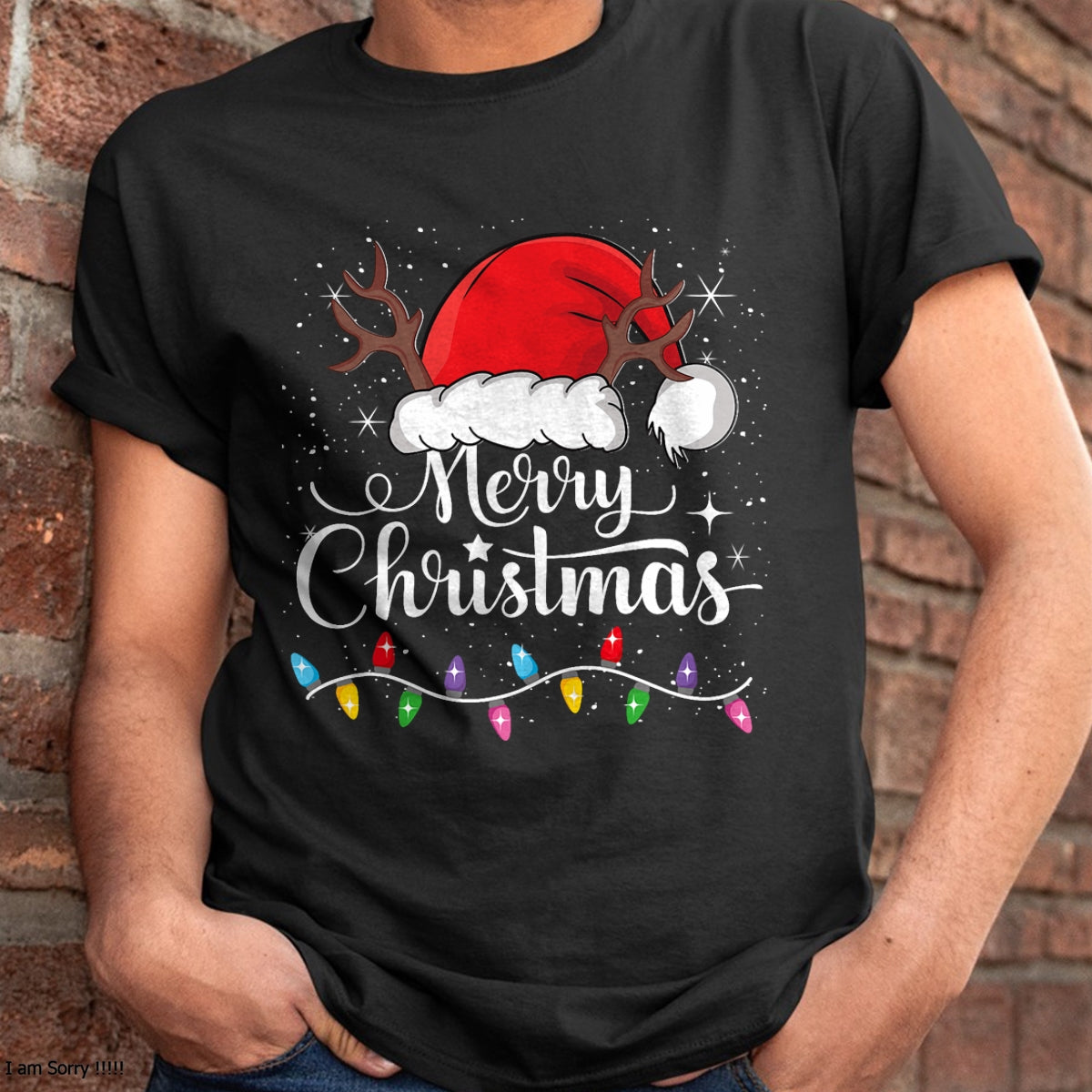 Merry Christmas Red Santa Hat Reindeer Xmas Family Men Women T-Shirt - Christmas Unisex T-Shirt/Hoodie/Sweatshirt - HNDS00