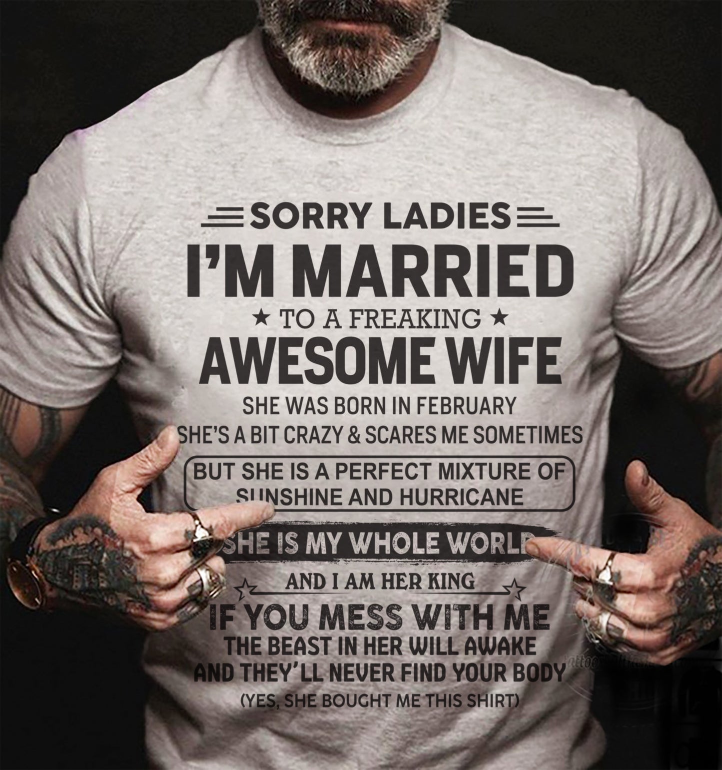 February - Sorry Ladies I'm Married To A Freaking Awesome Wife - Gift For Your Boyfriend, Husband From Wife - DOAN02 (SKU10-135-02)