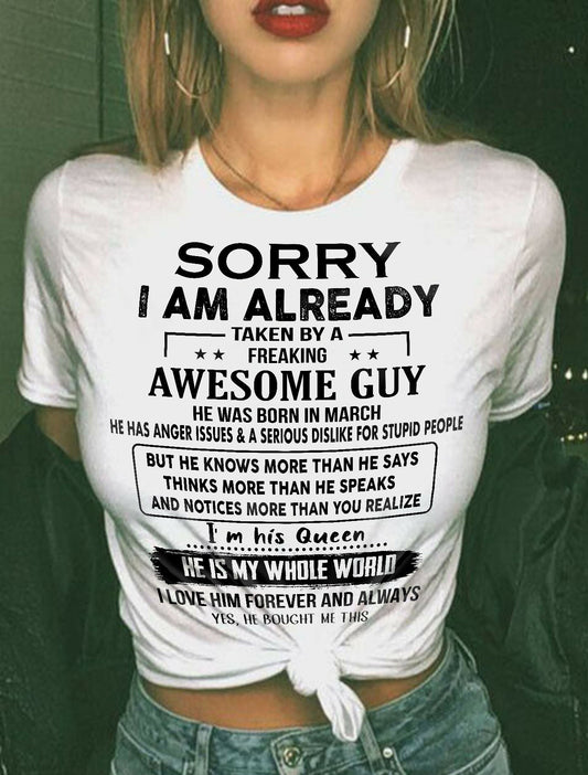 March - Awesome Boyfriend Born In March- Special gift for your Girlfriend - From Husband DONN03 (SKUT08-11-03)