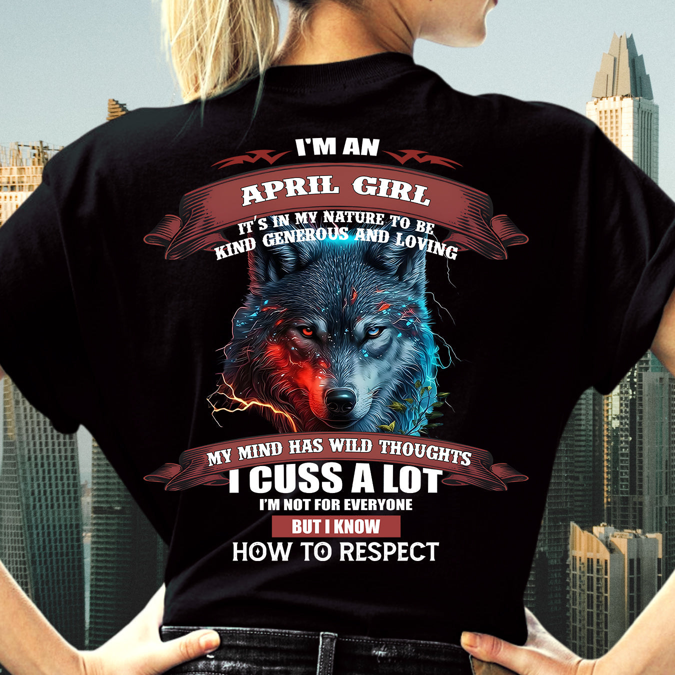 APRIL - KIND, GENEROUS AND LOVING GIRL - BIRRTHDAY T-SHIRT FOR WOMAN - EBIL04 (SKU12-300-04)