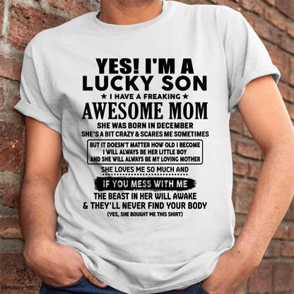 December - I am Lucky Son - Gift For Son From Mom - DONN12 - (SKU-T1206LMS-12)