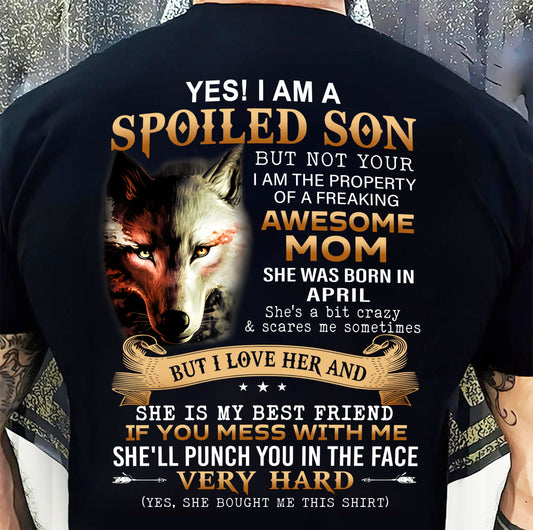 April - Lucky Son of Awesome Mom - Perfect Gift for Son From Mom - ebil04 (SKU10-128-04)