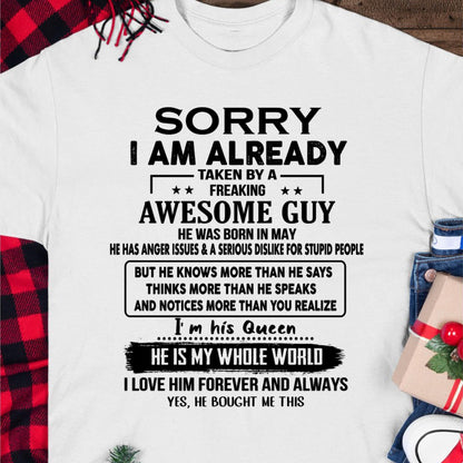 May - Awesome Guy - Perfect gift for your girlfriend or wife from Husband - Ebil05 (SKUT08-11-05)