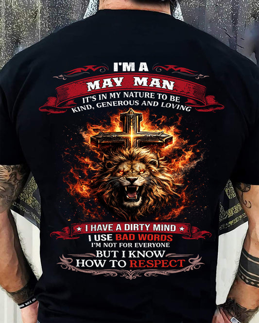MAY - KIND AND LOVING ARE MY NATURE - PREMIUM DTG PRINT BIRTHDAY T-SHIRT FOR MEN - EBIL05 (SKU26T-01-31-05)