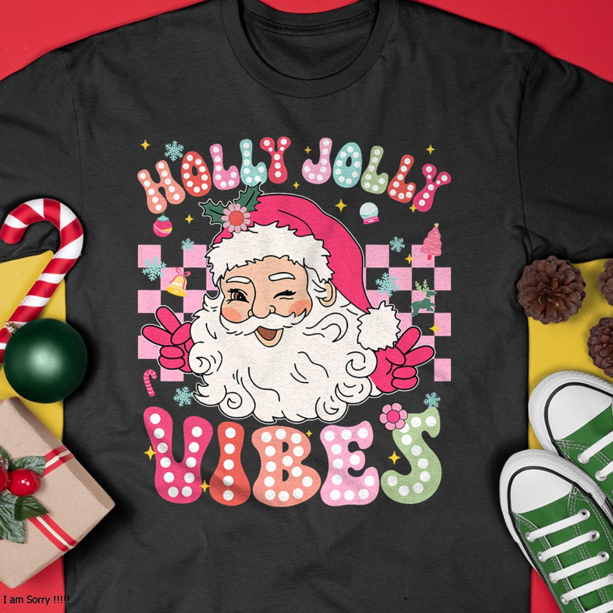 Groovy Cute Santa Claus Christmas Vibes Xmas Girls Womens T-Shirt - Christmas Unisex T-Shirt/Hoodie/Sweatshirt - HNDS00