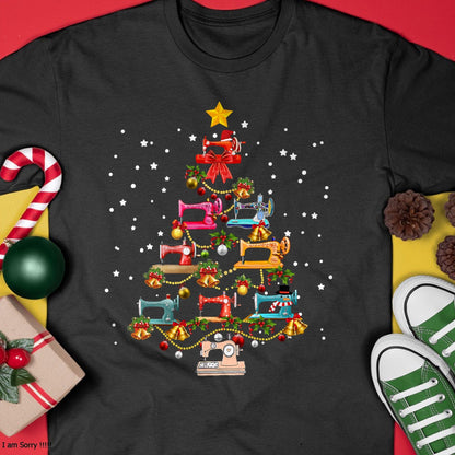 Funny Sewing Machine Christmas Tree Christmas Ornament Women T-Shirt - Christmas Unisex T-Shirt/Hoodie/Sweatshirt - HNDS00