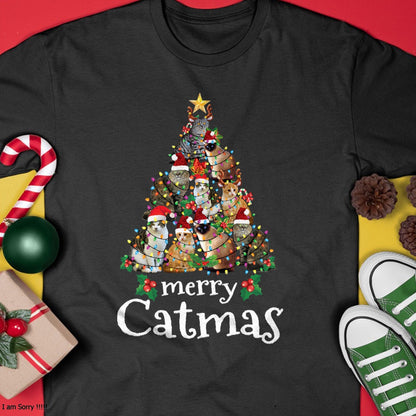 Merry Catmas Funny Cat Mom Cat Dad Christmas Cat T-Shirt - Christmas Unisex T-Shirt/Hoodie/Sweatshirt - HNDS00