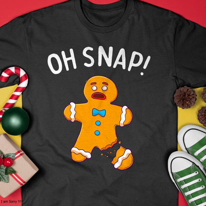 Gingerbread Man Oh Snap Christmas Funny Cookie Baking Gift Short Sleeve T-Shirt - Christmas Unisex T-Shirt/Hoodie/Sweatshirt - HNDS00 (Copy)