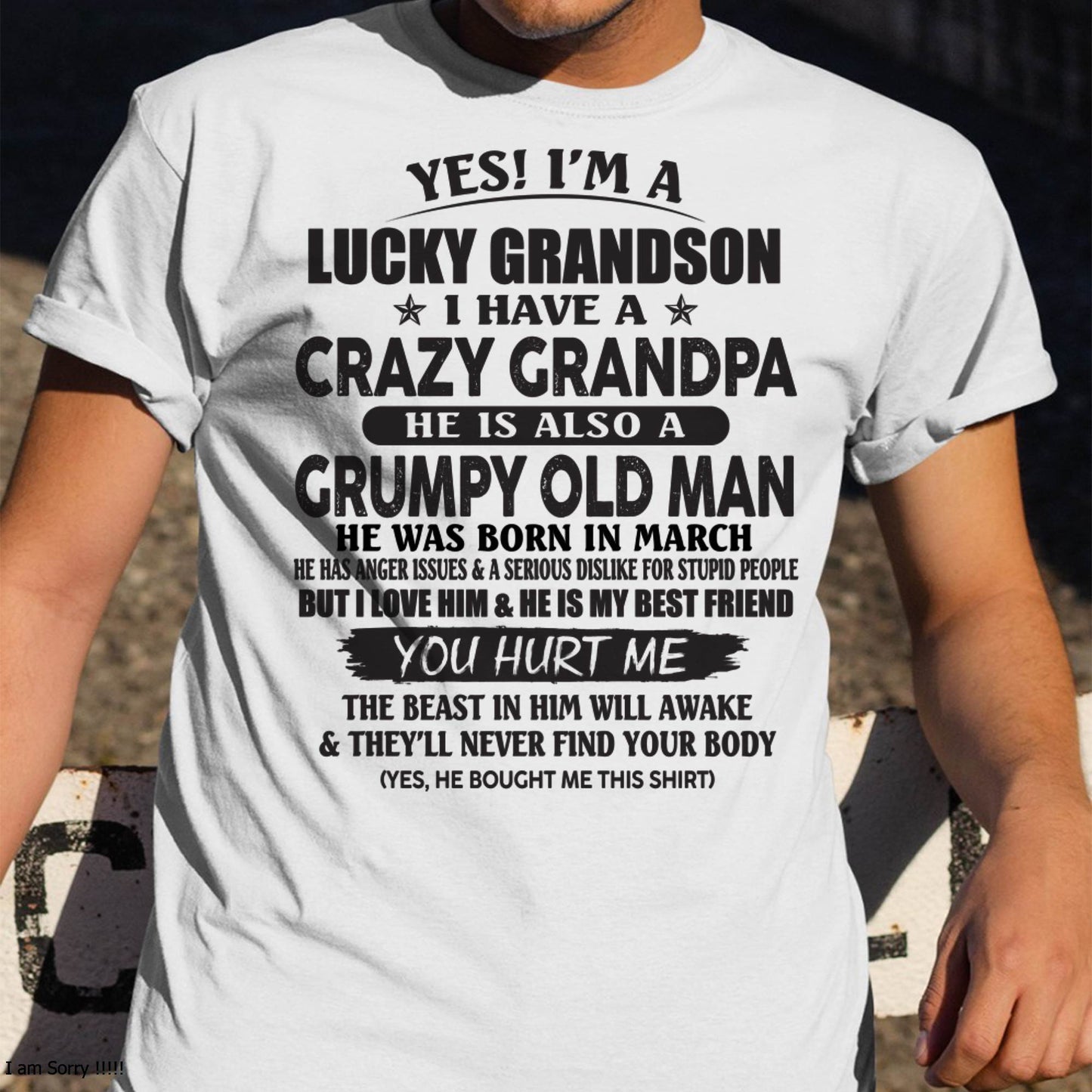 MARCH - LUCKY GRANDSON OF CRAZY GRANDPA -  PERFECT GIFT FROM GRANDPA - EBIL03 (SKU12-145-03)