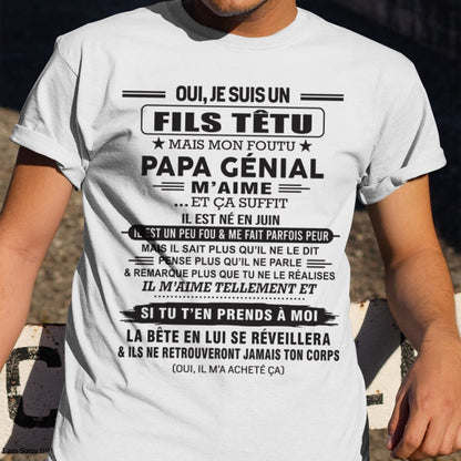 JUIN - Oui, je suis un garçon têtu – T-shirt | Cadeau d’anniversaire de papa pour son fils - DONN06 / fr06 (SKU12-260-06)