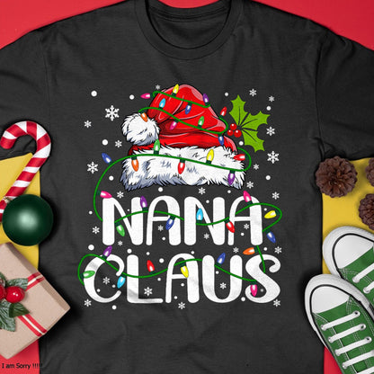 Nana Claus Christmas Lights Pajama Family Matching T-Shirt - Christmas Unisex T-Shirt/Hoodie/Sweatshirt - HNDS00