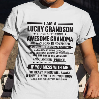 I Am A Lucky Grandson T-Shirt – Birthday Gift From November Grandma / Woman - EBIL11 (SKU11-29-11)