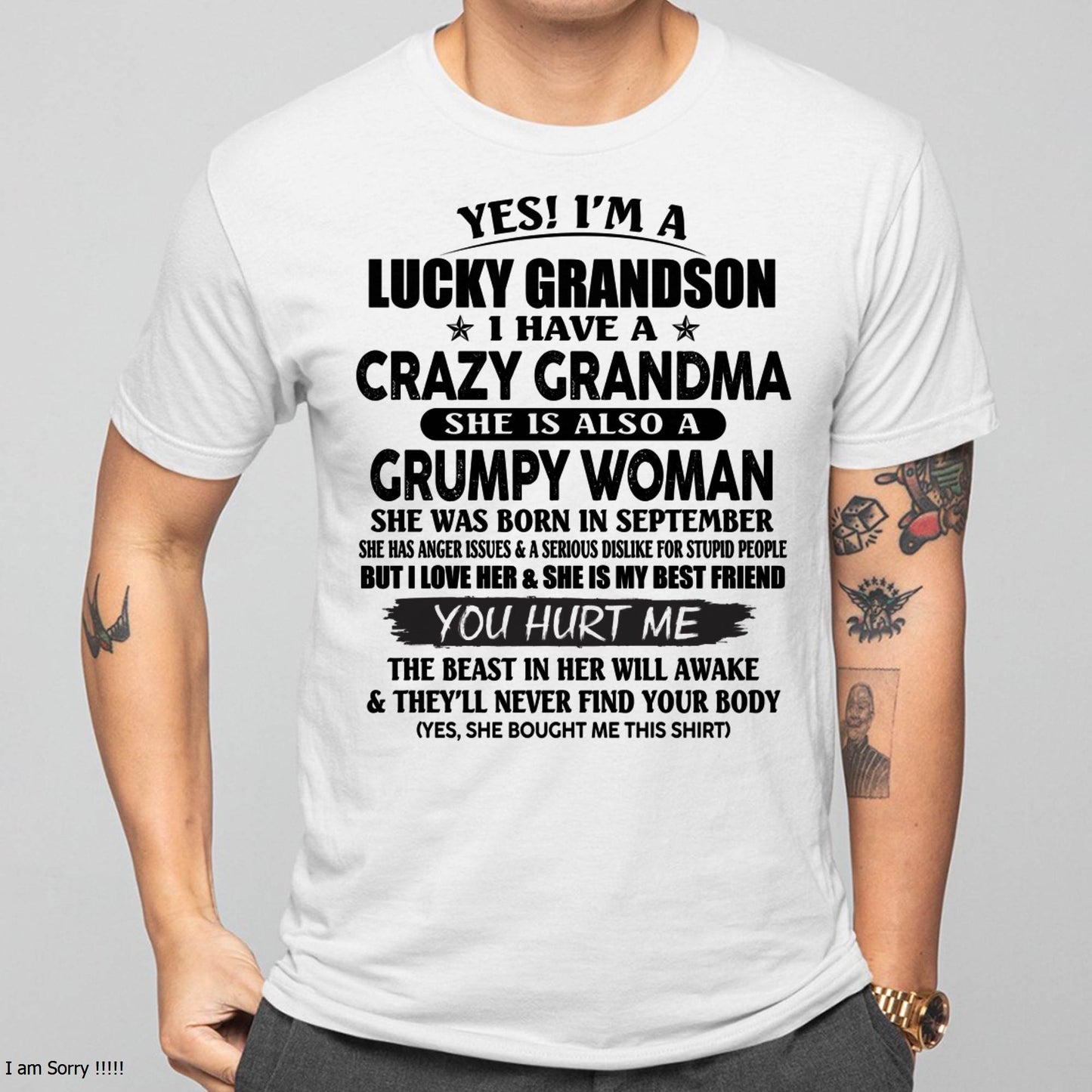 SEPTEMBER - LUCKY GRANDSON OF CRAZY GRANDMA -  PERFECT GIFT FROM GRANDMA - EBIL09 (SKU12-113-09)