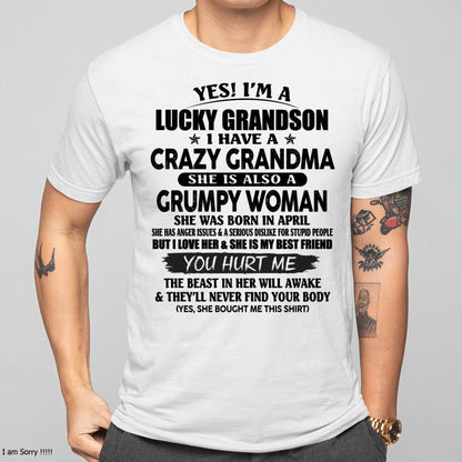 APRIL - LUCKY GRANDSON OF CRAZY GRANDMA -  PERFECT GIFT FROM GRANDMA - EBIL04 (SKU12-113-04)