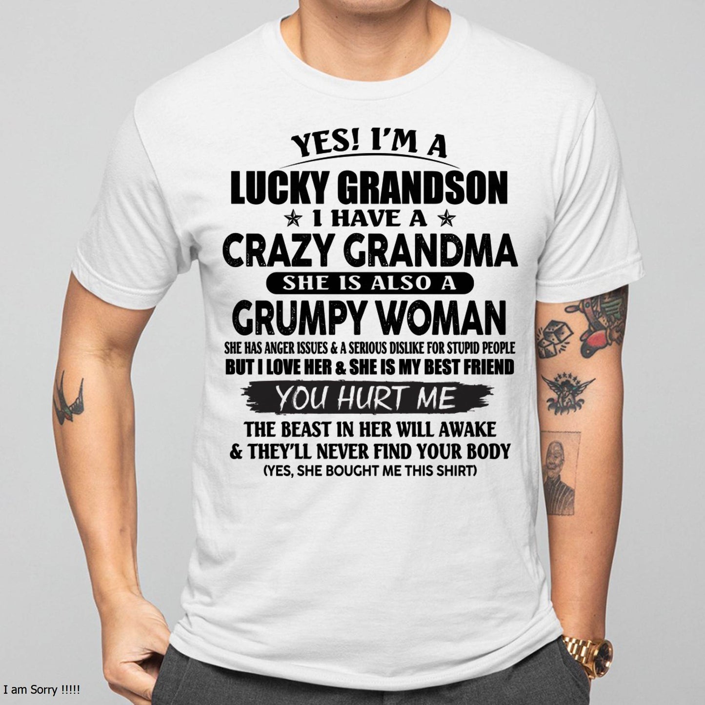 LUCKY GRANDSON OF CRAZY GRANDMA -  PERFECT GIFT FROM GRANDMA - EBIL00 (SKU12-113-00)