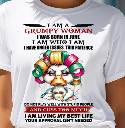 JUNE - GRUMPY WOMAN - BIRTHDAY SHIRT FOR WOMEN - EBIL06 (SKU26T-01-22-06)