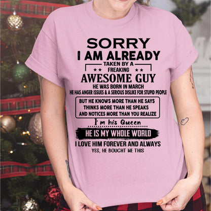 March - Awesome Guy - Perfect gift for girlfriend or wife From Husband - Ebil03 (SKUT08-11-03)