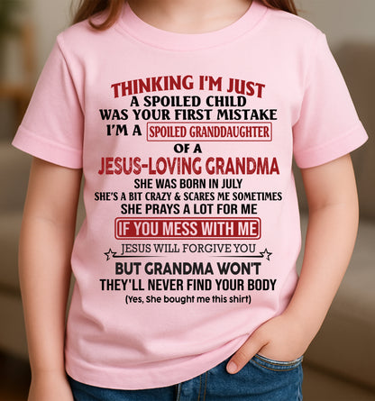 Christian Girl Shirt – Spoiled by Grandma July Edition – From Grandma to Granddaughter EBIL07 (SKU07-181-07)